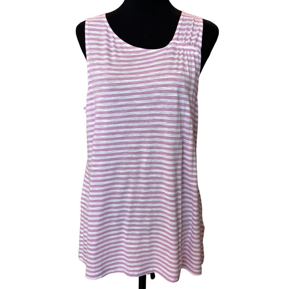 Nordstrom CASLON ~Women's Scoop Neck Striped Modal Tank Top Small Purple
